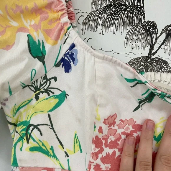 UO puff sleeve floral crop top - Picture 2 of 4